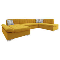 ECKSOFA Bergen Premium, Seite: Links - Gelb/Silberfarben, Holz/Textil (345/76/205cm) - MIRJAN24