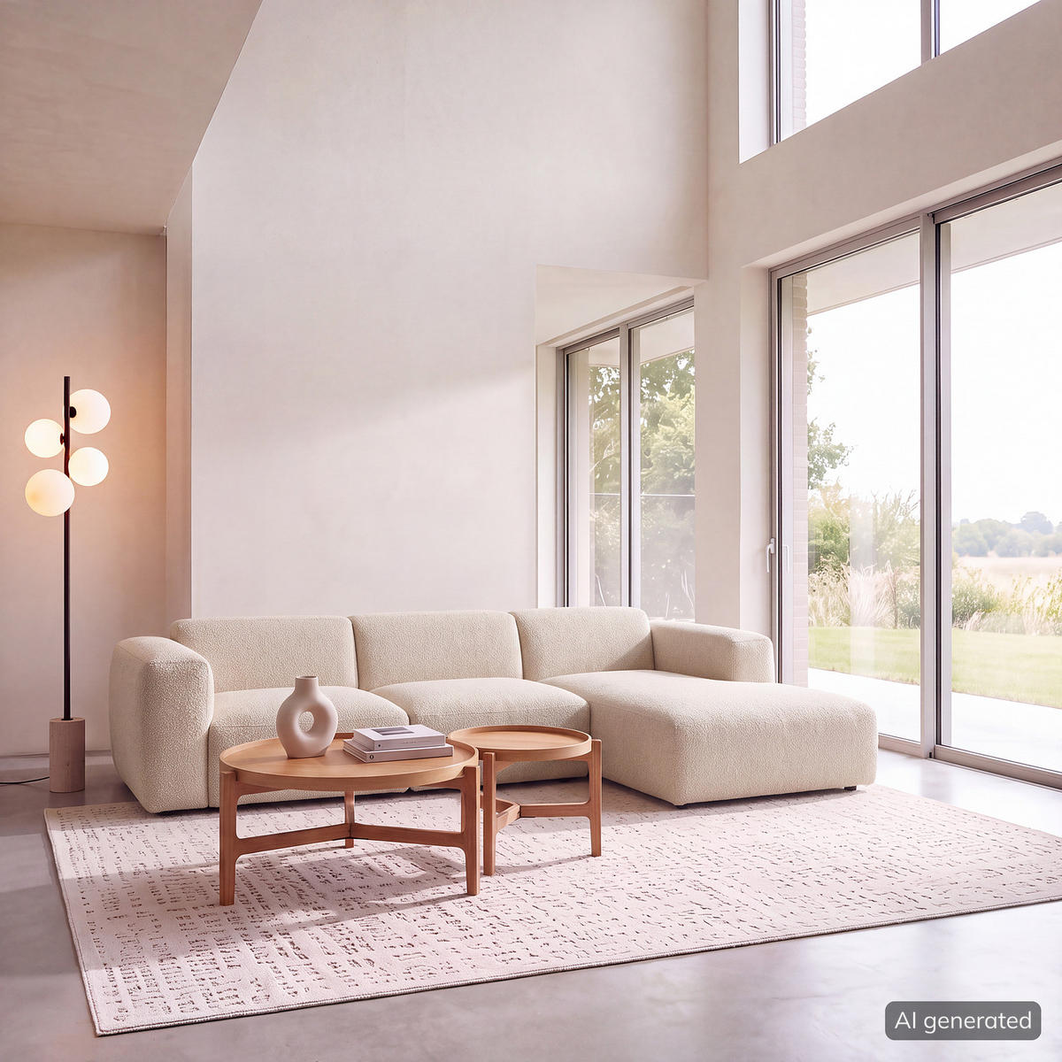 3-SITZER ECKSOFA mit Longchair - Beige/Schwarz, Kunststoff/Textil (284/173cm) - home24