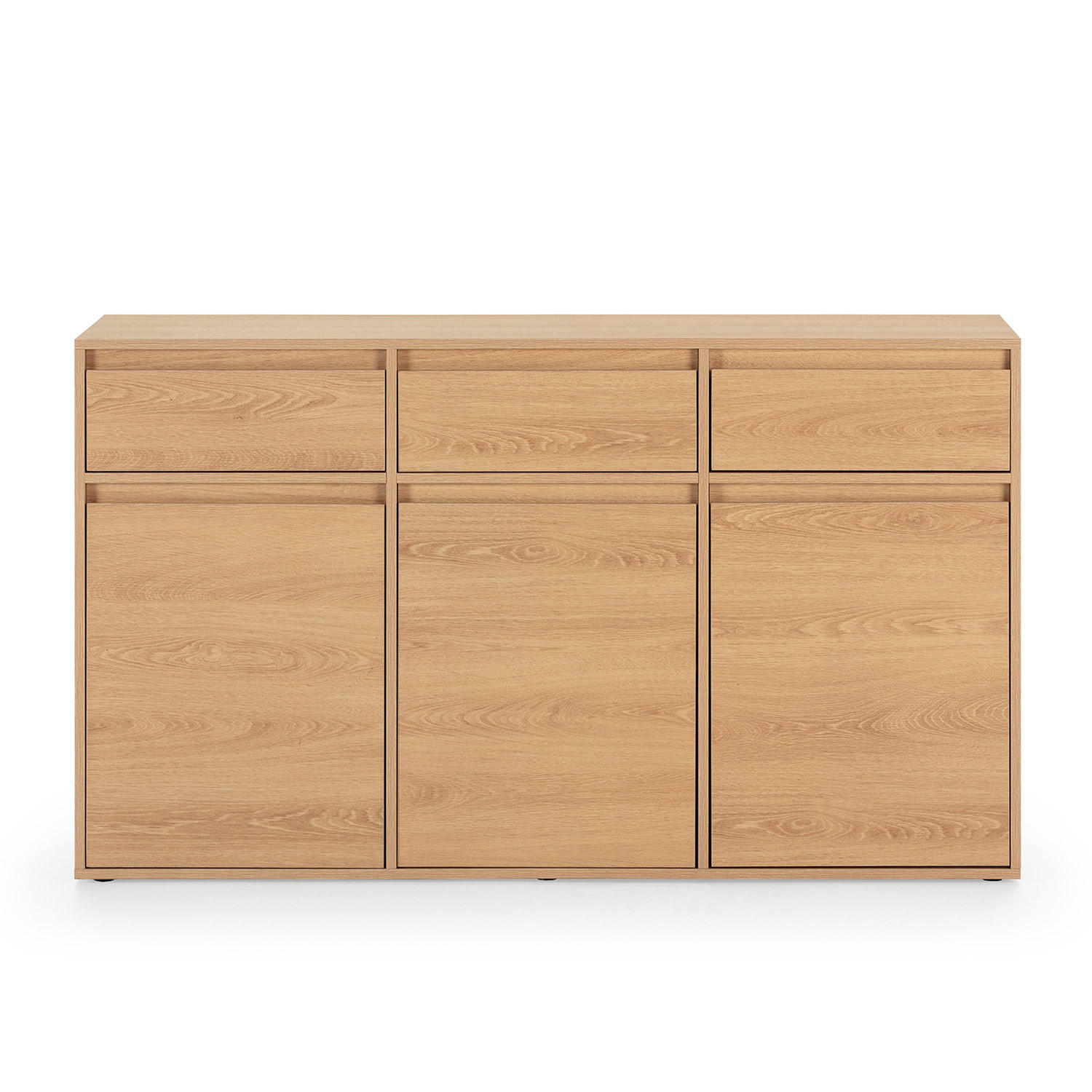 SIDEBOARD Tori 3 Türen 3 Schubladen, Eichenfarbe - Honigeiche, Holzwerkstoff (140/81/40cm)