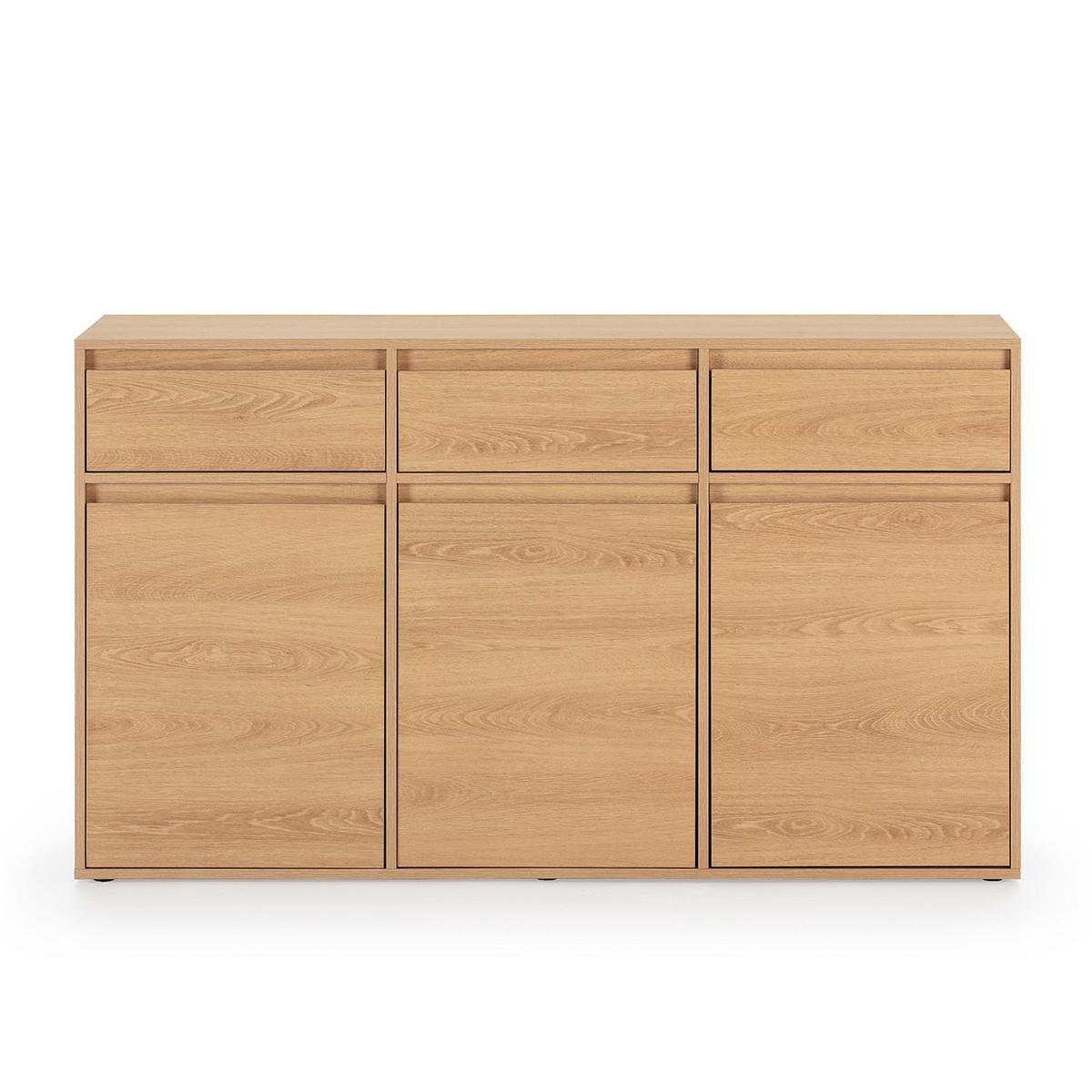 SIDEBOARD Tori 3 Türen 3 Schubladen, Eichenfarbe - Honigeiche, Holzwerkstoff (140/81/40cm)