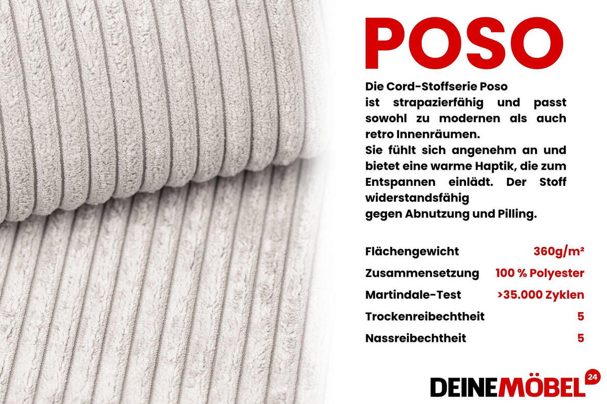 BOXBETT VIGO 100/200 cm in Cord/Velours Ecru H3 links - Ecru, Holz/Holzwerkstoff (100/200cm) - Deine Möbel 24