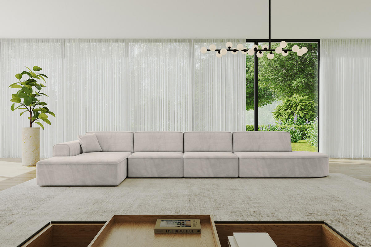 ECKSOFA Ottomane Links IREA-L3-v3 - 413x171x79 cm Hellbraun - Hellbraun, Holzwerkstoff/Textil (413/171cm) - ALTDECOR