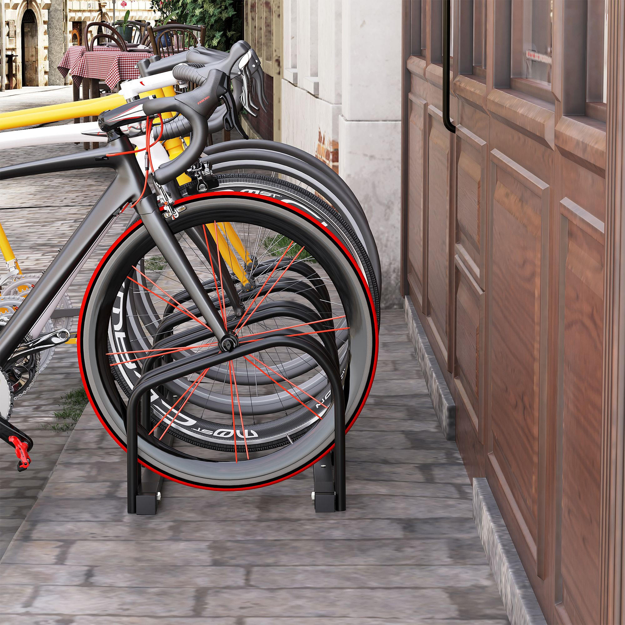 FAHRRADSTÄNDER, Stahl, Schwarz, 110x33x27cm - Schwarz, Metall (33/27/110cm) - HOMCOM