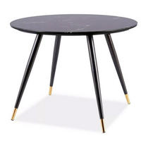 ESSTISCH Schwarz Marmor / Schwarz 100 / 100 / 76cm - Goldfarben/Schwarz, Holz/Holzwerkstoff (100/100/76cm) - Feldmann-Wohnen