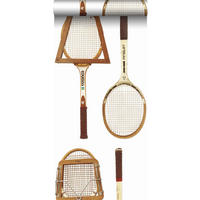XXL-VLIESTAPETE Vintage-Tennisschläger 50 x 900 cm - Braun, Papier (50/900cm) - ESTAhome
