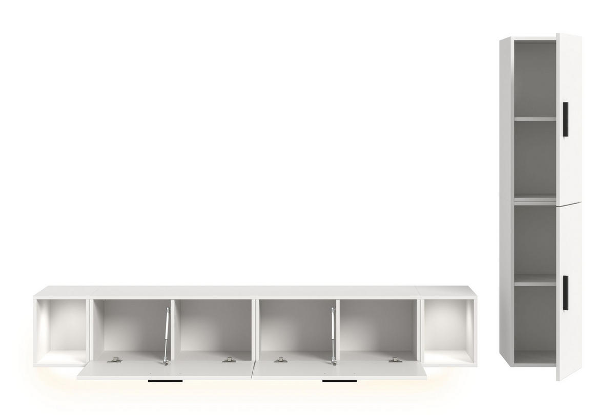 WOHNWAND INKL BELEUCHTUNG The One weiß 259/34/182 cm - Weiß, Holzwerkstoff (259/182/34cm) - Xonox