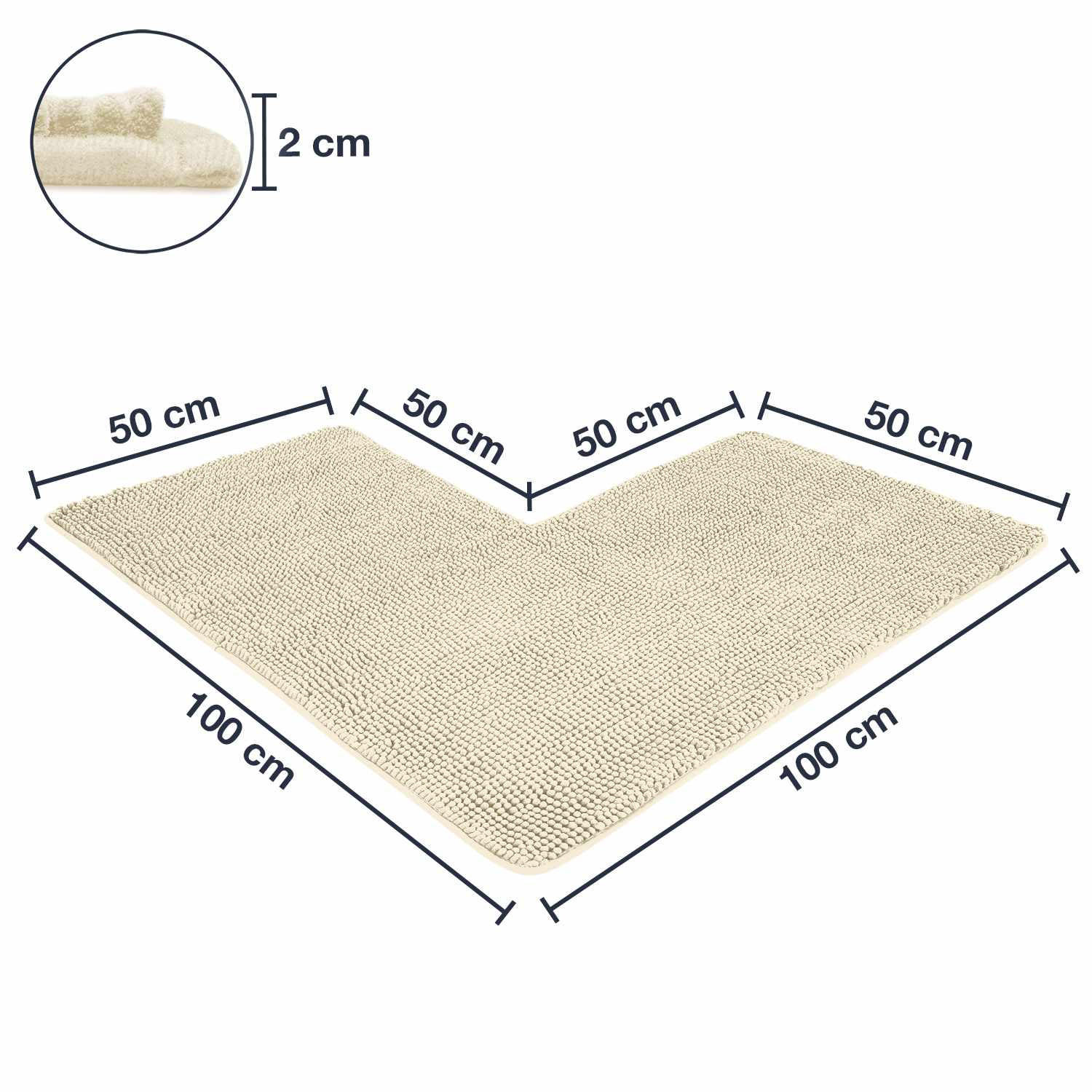 ECKBADEMATTE PARIS - Creme, Textil (100/100cm) - WohnDirect