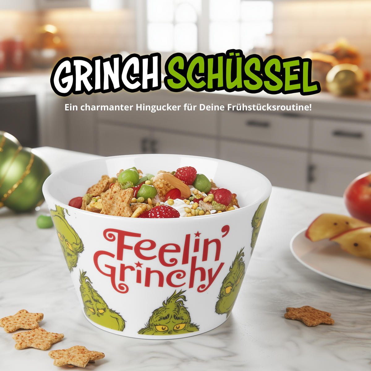 MÜSLISCHALE The Grinch Weiß 500 ml - Weiß, Keramik (14cm) - United Labels