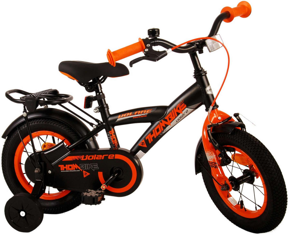 KINDERFAHRRAD Thornbike - Jungen - 12 Zoll - Rücktritt + Handbremse - Schwarz/Orange - Schwarz/Orange, Metall (45cm) - TPFSports