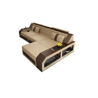 COUCH Arezzo L Sandbeige Dunkelbraun Büffelleder - Sandfarben, Leder (308/194cm)