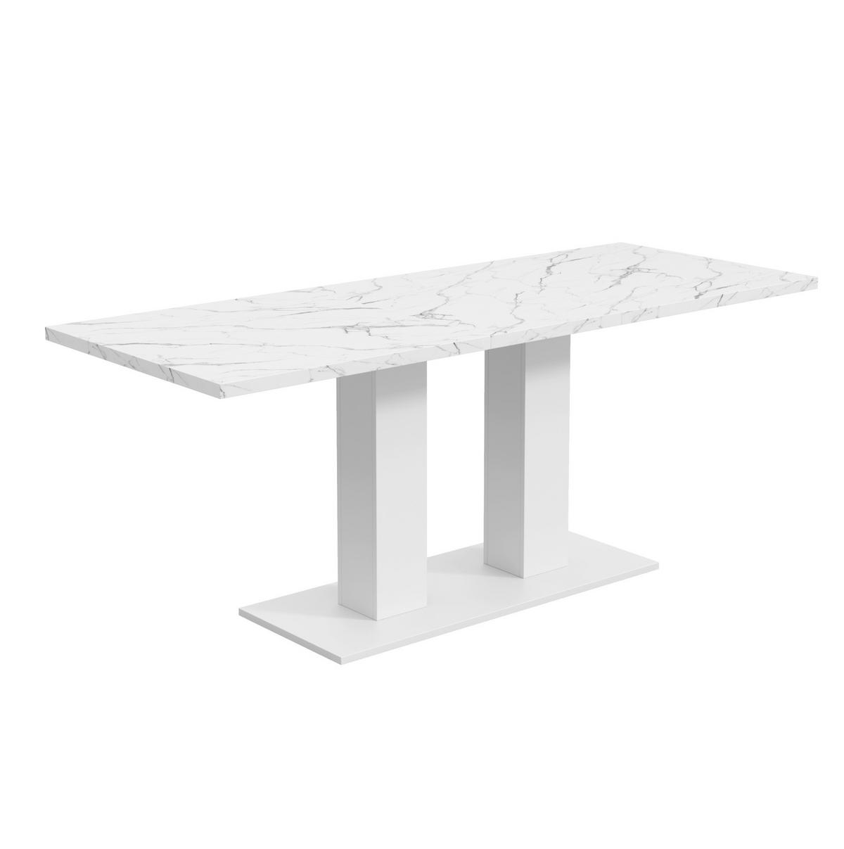 ESSTISCH aus MDF 140/180x70 cm Weiß mit Ausziehfunktion und 30 mm starker Tischplatte - Weiß, Holzwerkstoff (180/70/75cm) - Modfu
