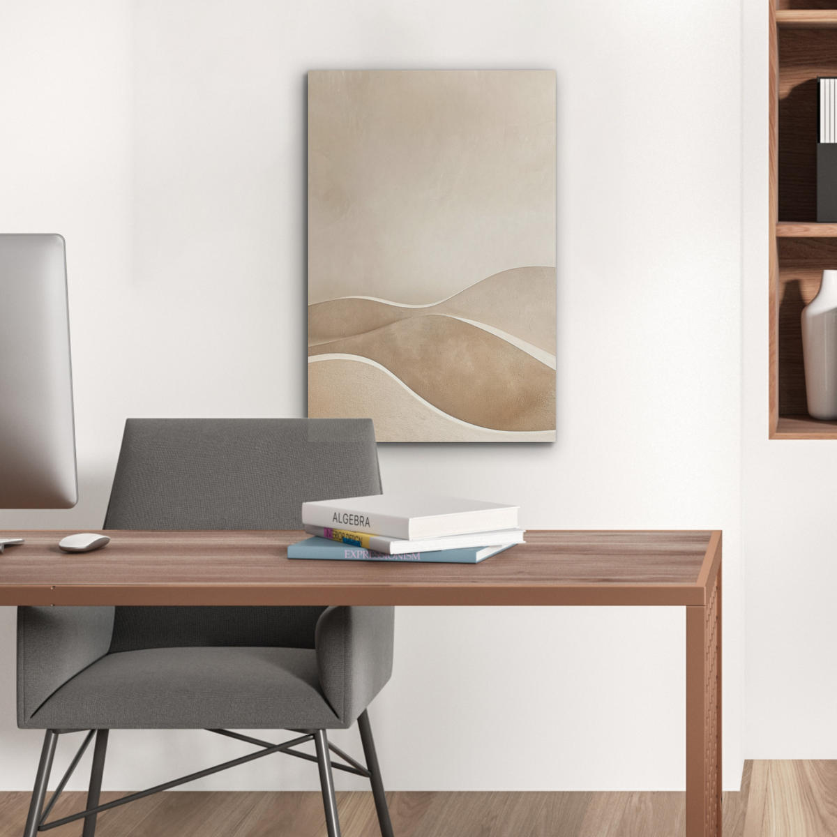 AKUSTIKBILD Beige - Natur - Abstrakt - Modern Kunstdruck Schlafzimmer 50x70 cm - Beige, Kunststoff (50/70/0.9cm) - MuchoWow
