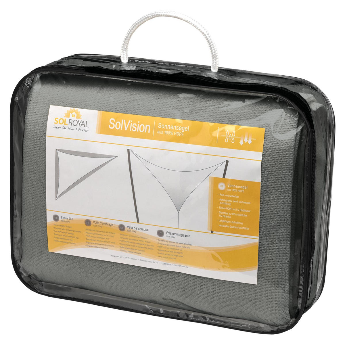 SONNENSEGEL SolVision HS9 420/420/600 cm dreieckig Grau HDPE - Grau, Kunststoff (420/420cm) - Sol Royal