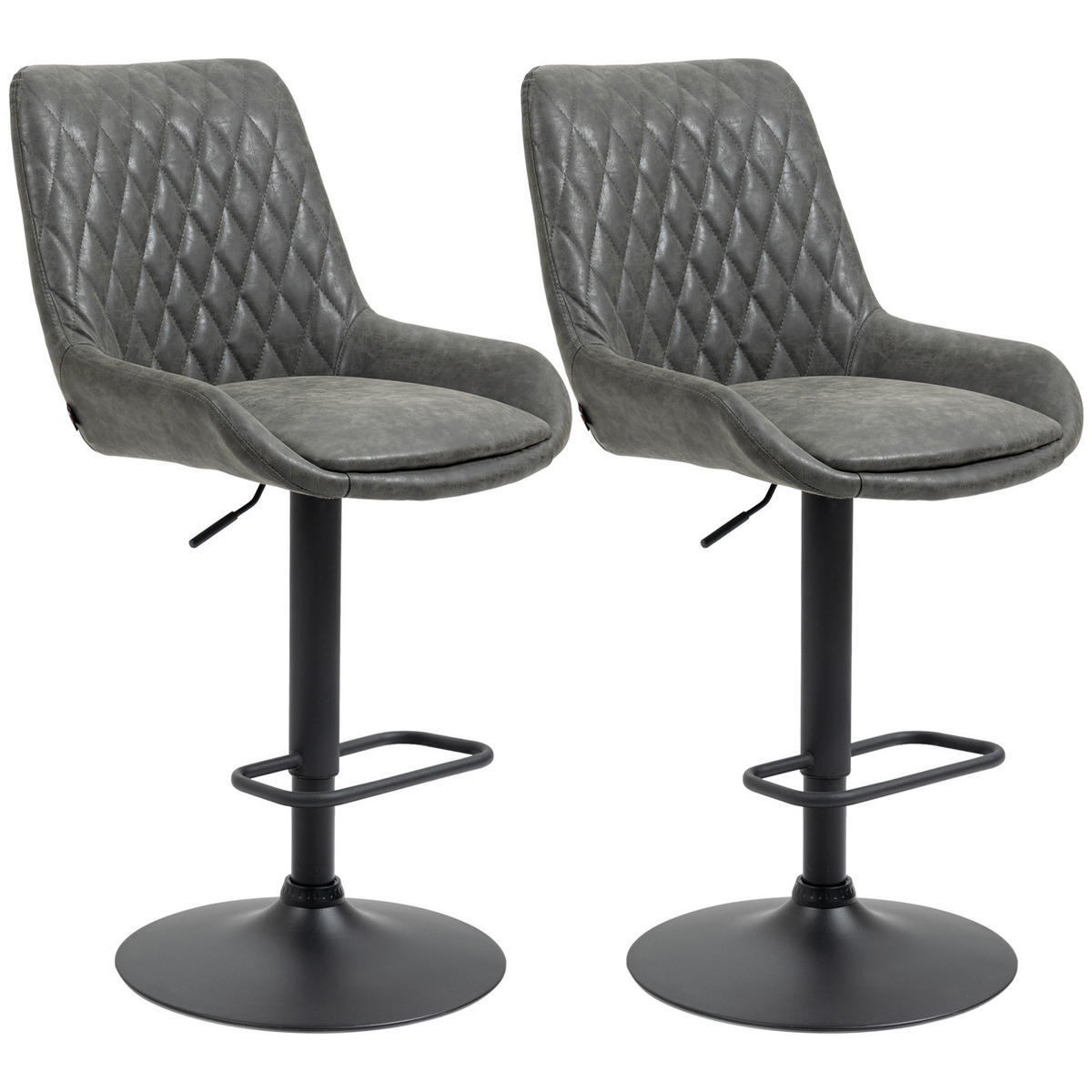 BARHOCKER 2er-Set DE-07971 höhenverstellbar mit Fußstütze Dunkelgrau - Dunkelgrau, Metall (59/117/51cm) - ComfortXL