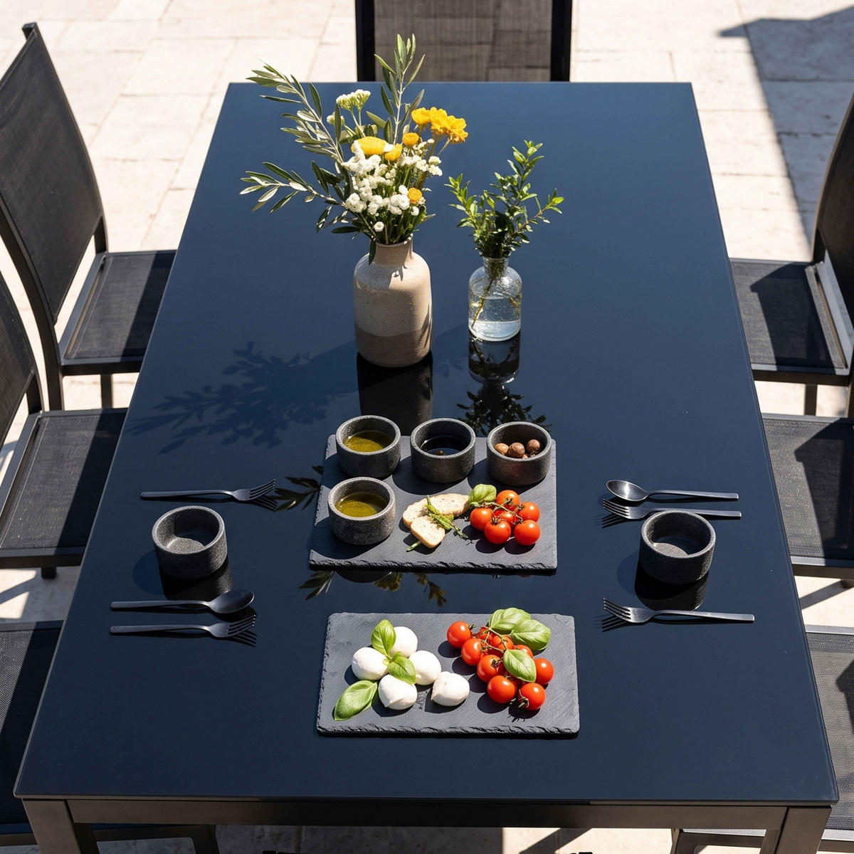 GARTENSET 9-tlg, Schwarz - Schwarz, Metall - Oviala