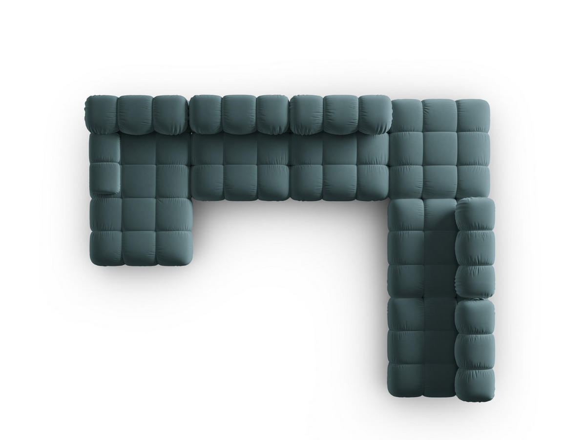 MODULARES-PANORAMASOFA rechts Bellis aus Samt petrol 7 Sitzplätze - Petrol, Textil (282/63/379cm) - Micadoni