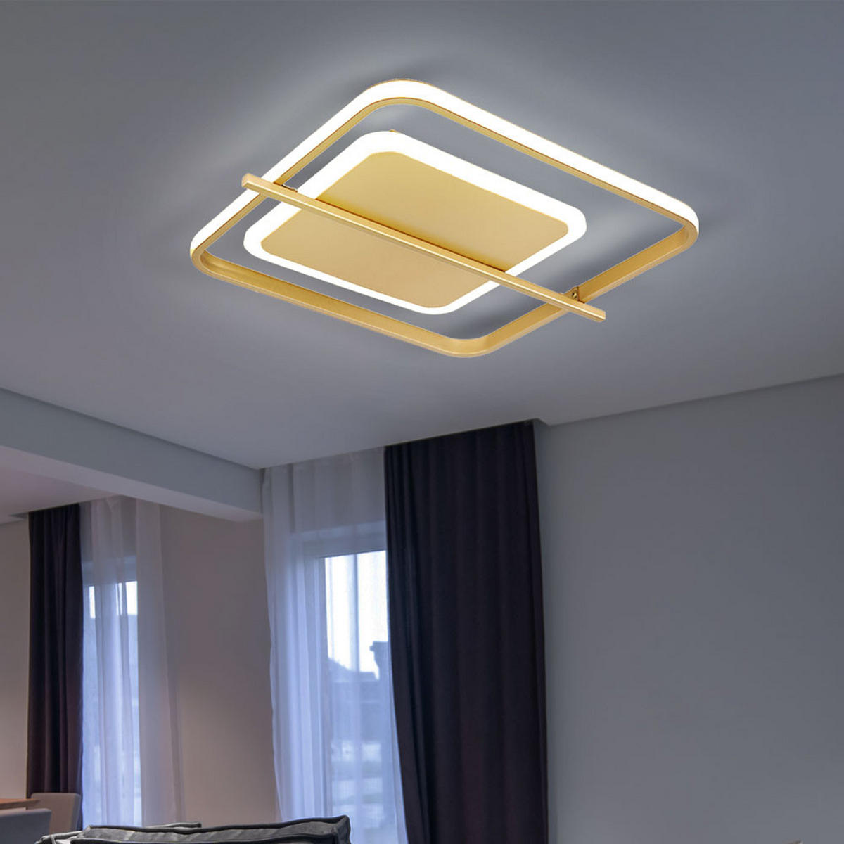 LED DECKENLEUCHTE Metall Goldfarben - Goldfarben, Metall (40/36/5cm) - Globo Lighting