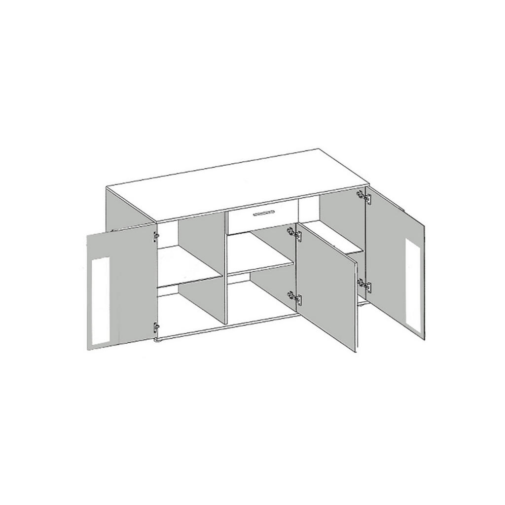 Thumbnail - Meblini Sideboard, Weiß, Eiche Artisan, Holzwerkstoff, 140x80x40 cm, Wohnzimmer, Kommoden & Sideboards, Sideboards