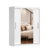 SCHWEBETÜRENSCHRANK Vista 01 Weiß/Weiß + Spiegel, ohne LED Beleuchtung 150 cm - Alufarben/Weiß, Glas/Holzwerkstoff (150/200/61cm) - imoebel24