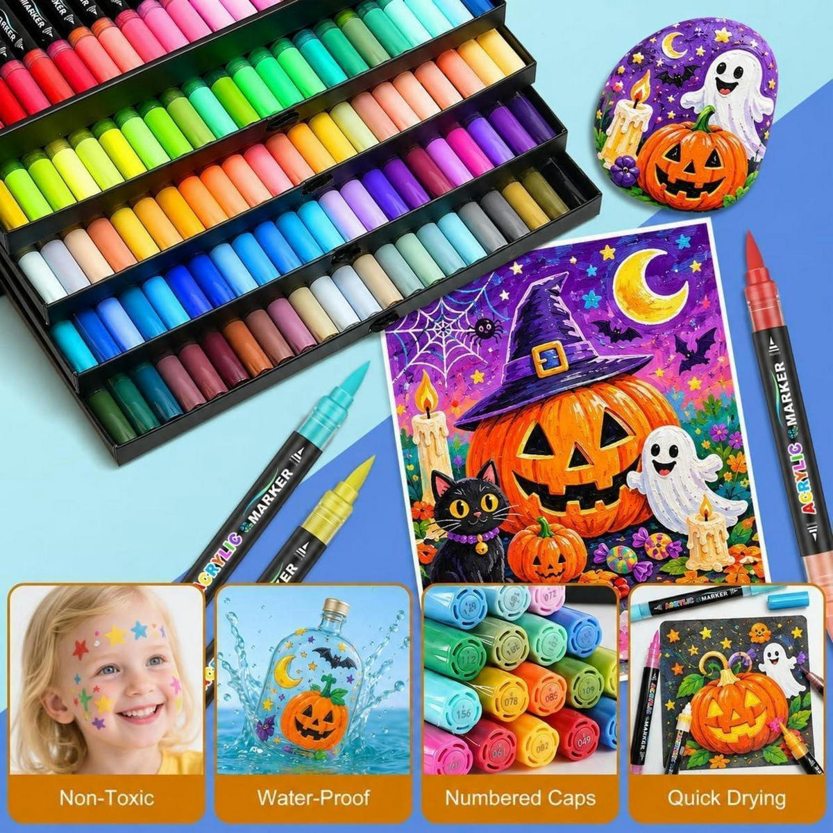 ACRYLSTIFTE Set 110 Stück Pinselspitze Wasserfest - Multicolor, Kunststoff (170/115/305cm)