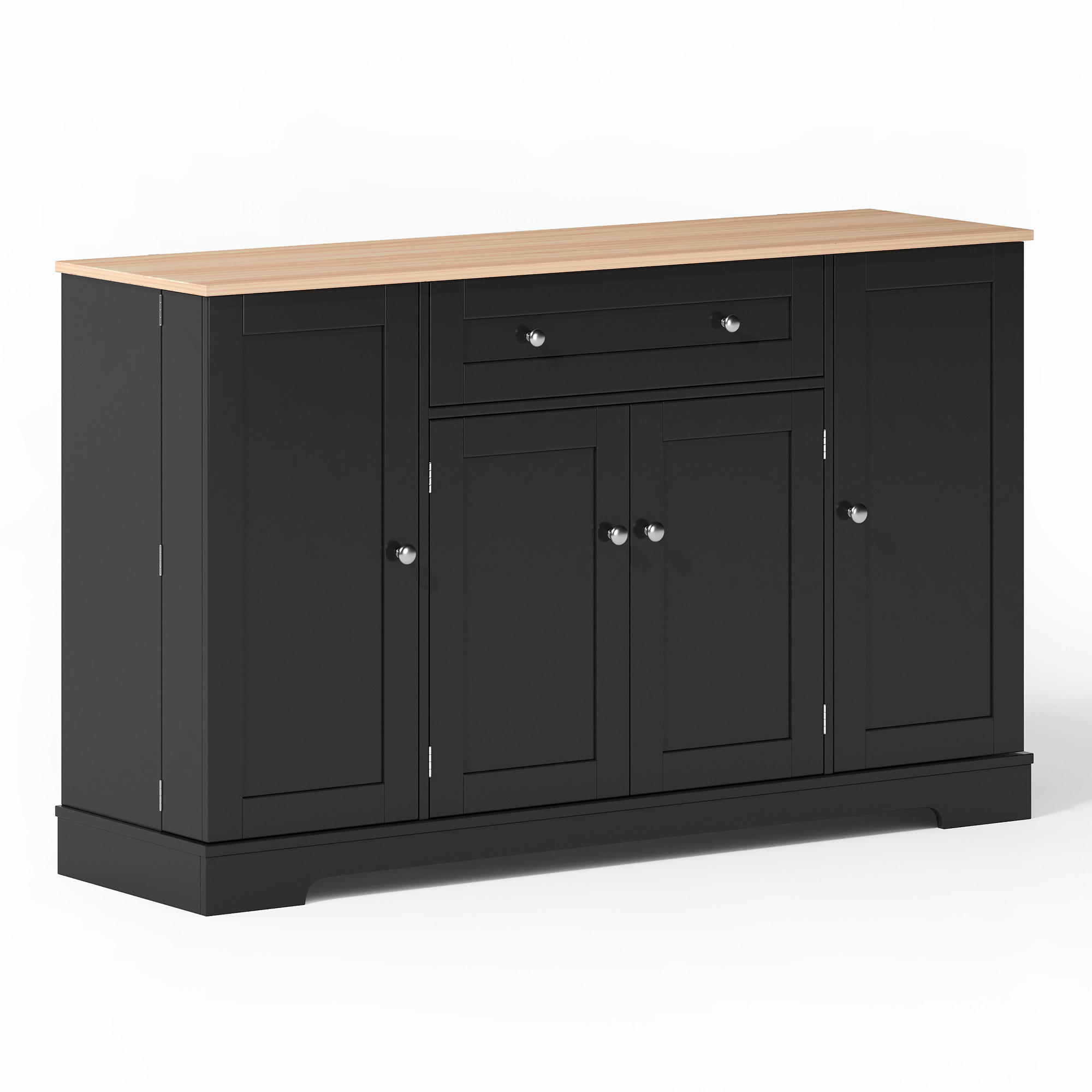 SIDEBOARD DE-38621 138 cm 4 Aufbewahrungsbereiche und verstellbare Böden Schwarz - Schwarz, Holzwerkstoff (138/85/40cm) - ComfortXL