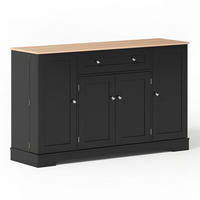 SIDEBOARD DE-38621 138 cm 4 Aufbewahrungsbereiche und verstellbare Böden Schwarz - Schwarz, Holzwerkstoff (138/85/40cm) - ComfortXL