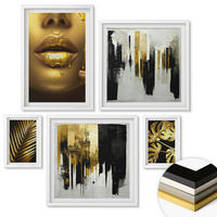 WANDBILDER 5er-Set - 50x50 cm & 20x30 cm & 40x60 cm Weißer Rahmen - Sonnenuntergangsbrücke Landschaft - Weiß, Kunststoff (40/60cm) - ArtPrintCave