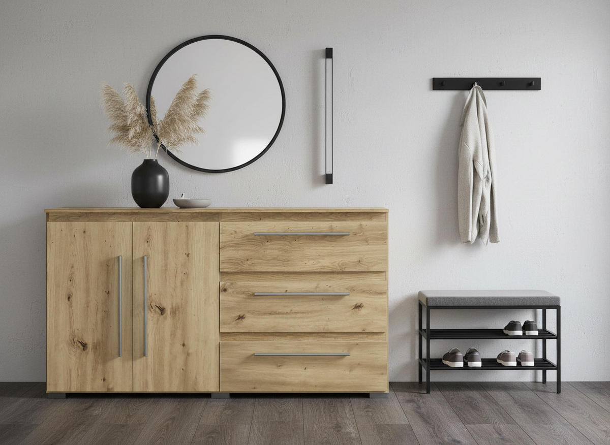 SIDEBOARD Bali Kommode Artisan Oak - Silberfarben/Eiche Artisan, Holzwerkstoff/Kunststoff (169/92/50cm) - arthur berndt