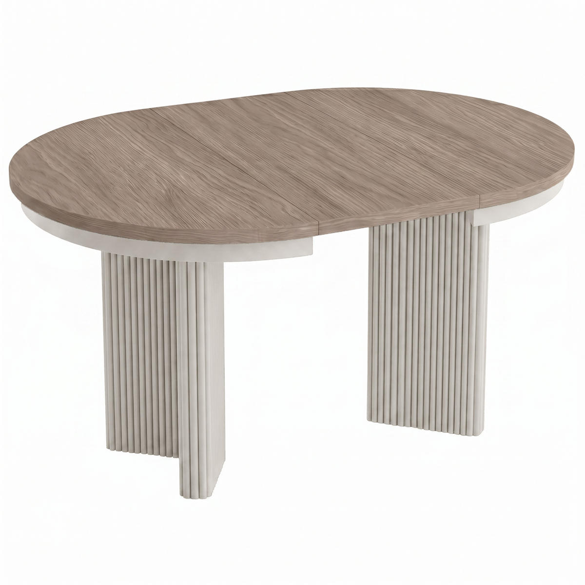 ESSTISCH Prestige runder Design-Tisch, ausziehbar Ø 100–180 cm, Walnuss+Kaschmir - Kaschmir/Walnussfarben, Metall (100/100/77cm) - Beautysofa