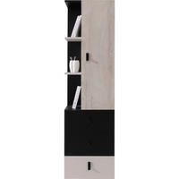 REGALKOMBINATION Spuki in Schwarz, Eiche und Beige – Regalschrank klein - Schwarz, Holzwerkstoff (80/200/120cm)