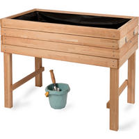 HOCHBEET aus Kirschbaum-Holz, rechteckig mit Vlies-Folie, für Garten & Balkon - Braun, Holz (100/80/55cm) - WONDERMAKE