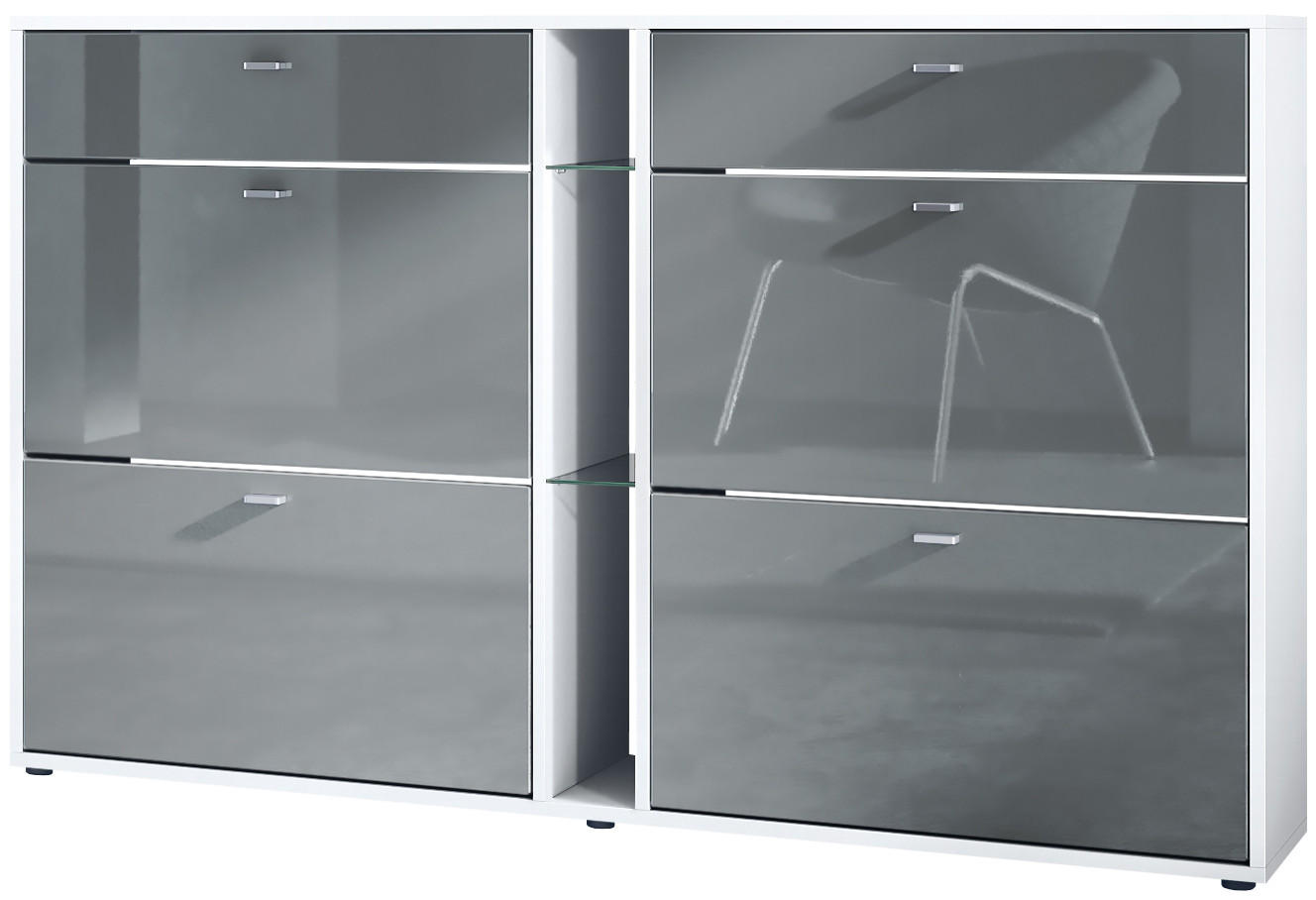 Vladon Schuhschrank Grau 155.5x95x28 cm