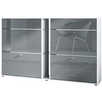 SCHUHSCHRANK Today Fronten in Grau Hochglanz - Grau, Holzwerkstoff (155.5/95/28cm) - Vladon