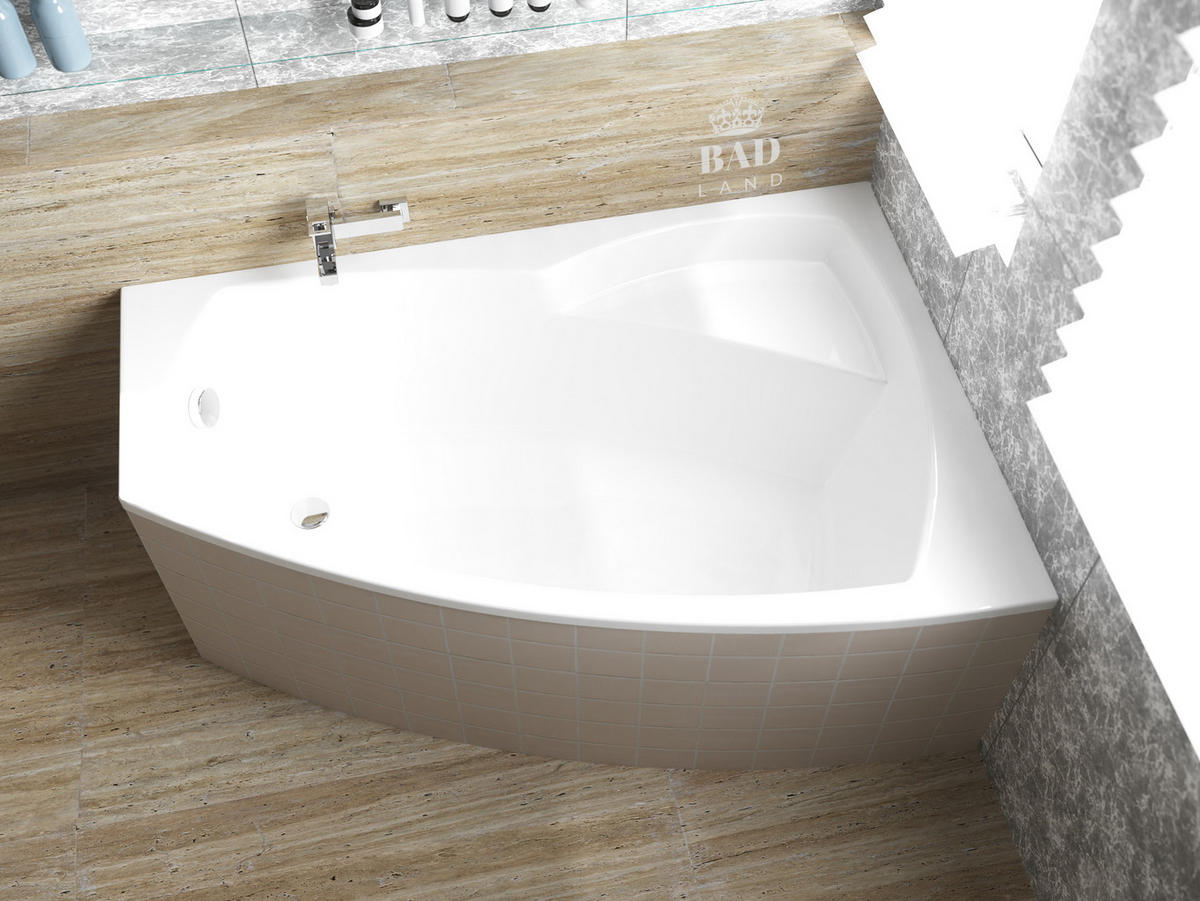 BADEWANNE Eckwanne FRIDA 140/80 Rechts Ablauf & Füße - Weiß, Kunststoff (80/55.5/140cm) - bad land