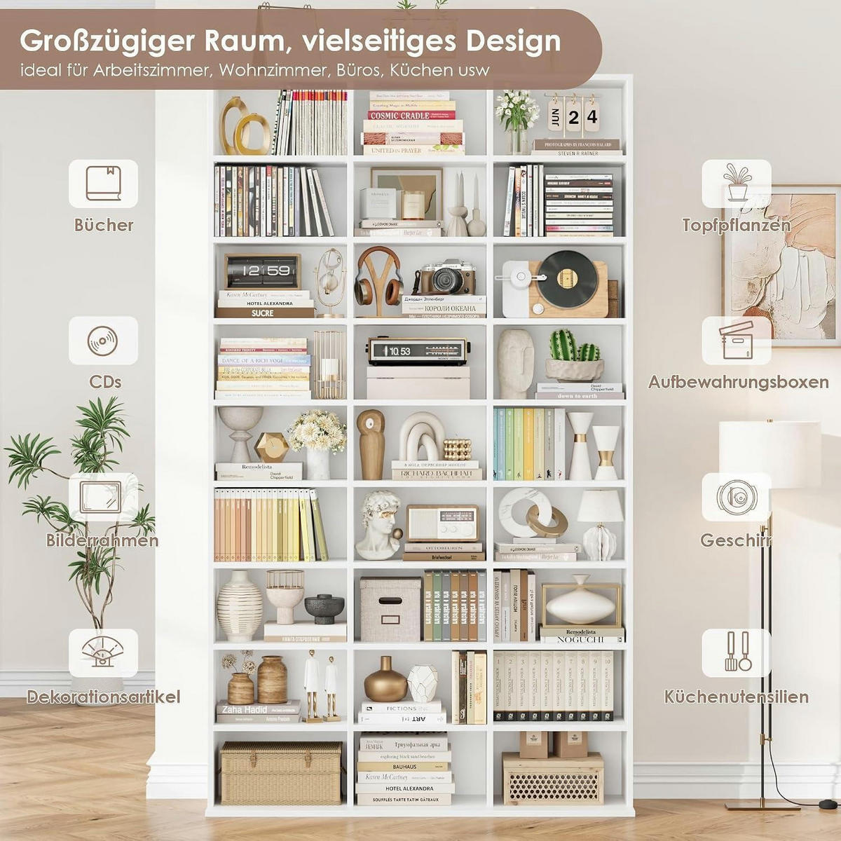 BÜCHERREGAL weiß 102,5 x 23,5 x 190 cm - Weiß, Holzwerkstoff (102.5/190/23.5cm)