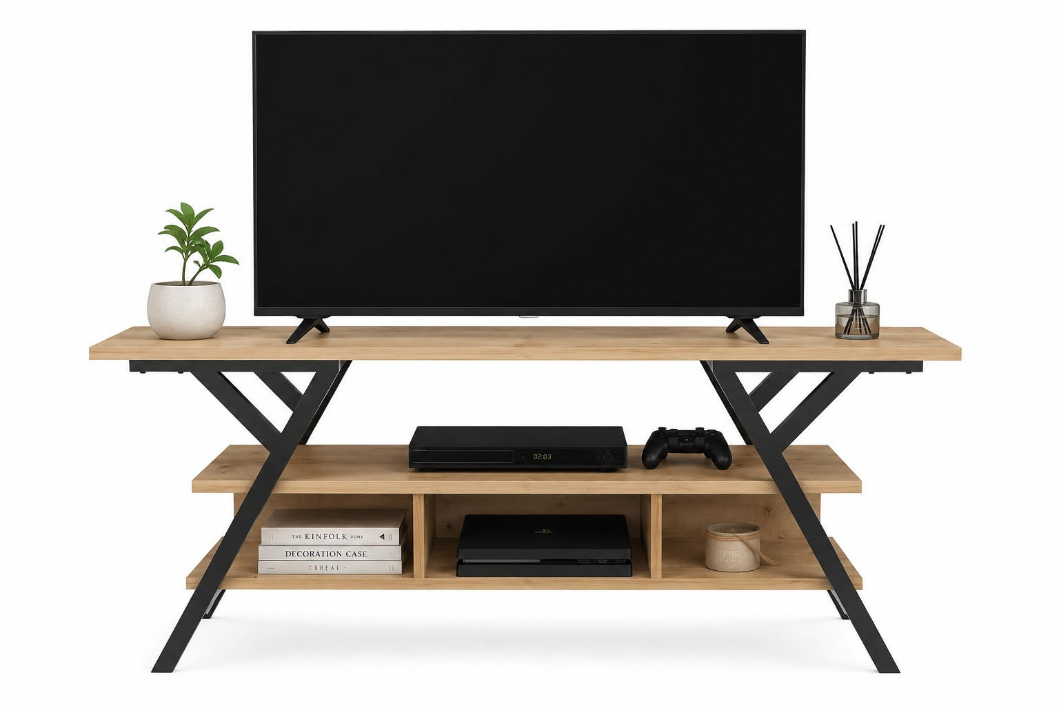 Decorotika TV Schwarz, Eiche 120x55x35 cm