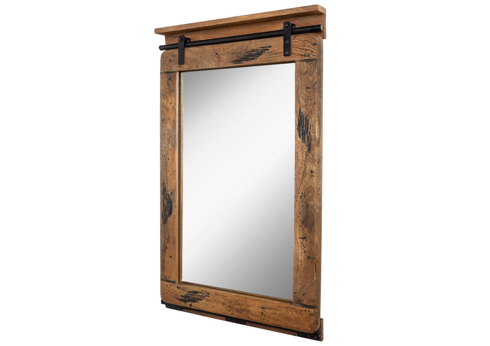 SPIEGEL Mango 60x8x100 natur lackiert RAILWAY #163 - Braun, Holz (60/100/8cm) - Massivmoebel24