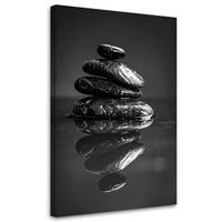 LEINWANDBILD, Schwarze Steine Zen-Spa - Schwarz, Textil (60/90cm) - Feeby
