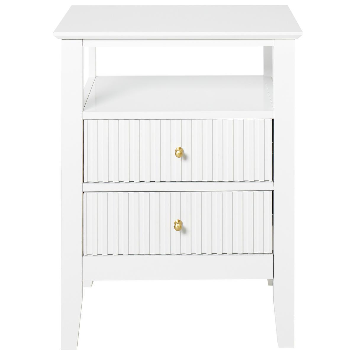NACHTTISCH mit 2 Schubladen Weiß Assisi - Weiß, Holzwerkstoff (35/48/62cm) - Beliani