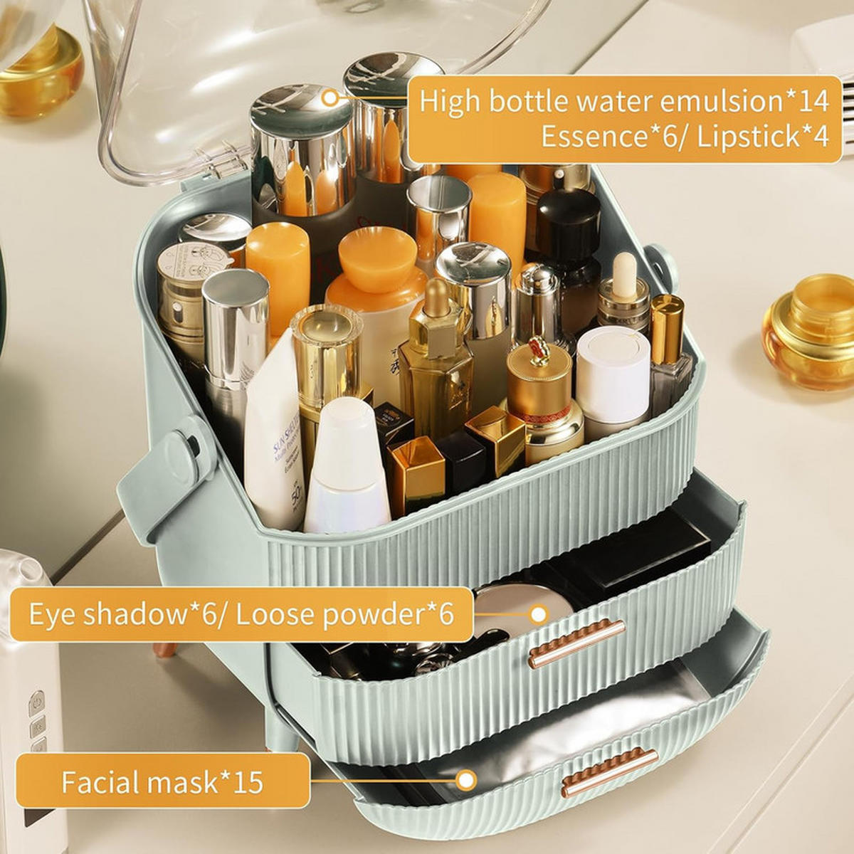 KOSMETIKORGANIZER Carpenter Ⅲ 26/16/38 cm - Hellgrün, Kunststoff (16/38/26cm) - Nettlife