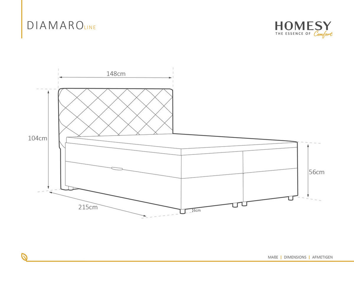 BOXBETT Diamaro 140x200 cm mit Bettkasten und Topper - Dunkelgrün - Grün, Holz (140/200cm) - Homesy