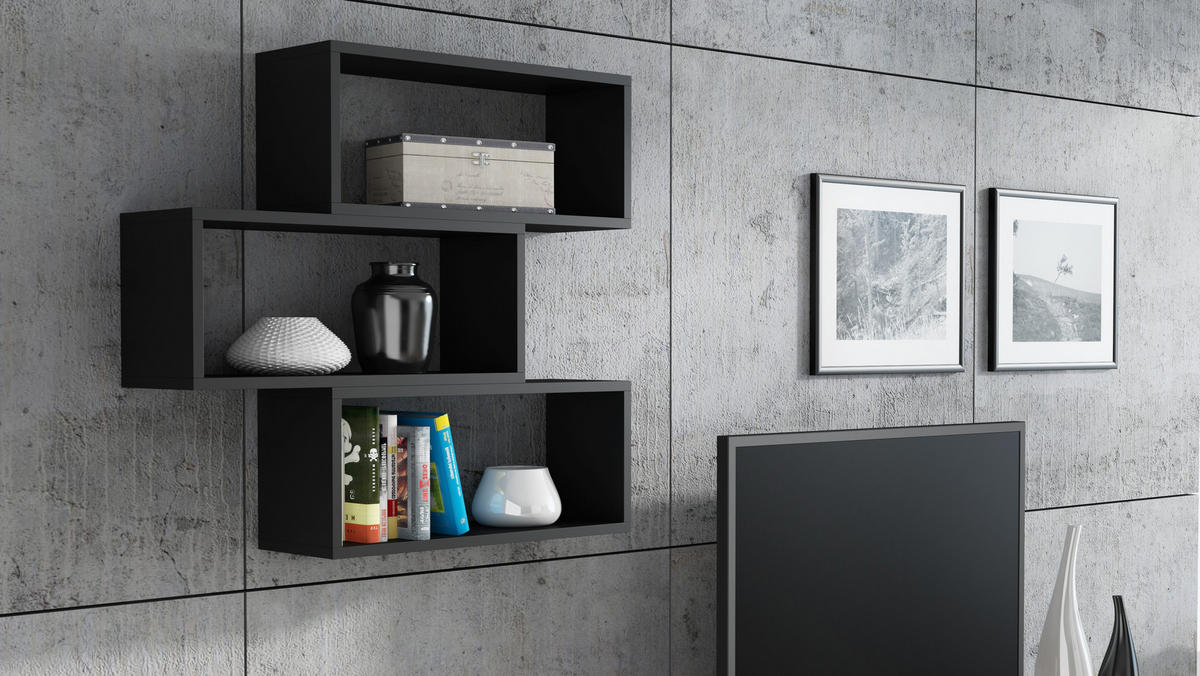 WANDREGAL Adam 3 Regalwürfel Schwarz 65/21/93 cm - Schwarz, Holzwerkstoff (65/93/21cm) - Matkam Möbel