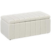 SITZBANK mit Stauraum, Polsterbank mit Teddy-Vlies-Optik, Bettbank, Cremeweiß - Creme, Kunststoff (45/46/102cm) - HOMCOM