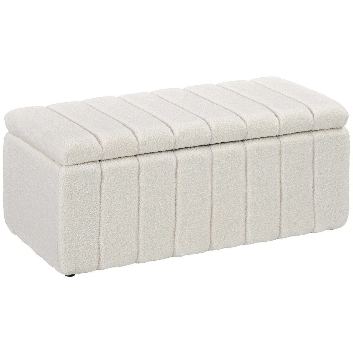 SITZBANK mit Stauraum, Polsterbank mit Teddy-Vlies-Optik, Bettbank, Cremeweiß - Creme, Kunststoff (45/46/102cm) - HOMCOM