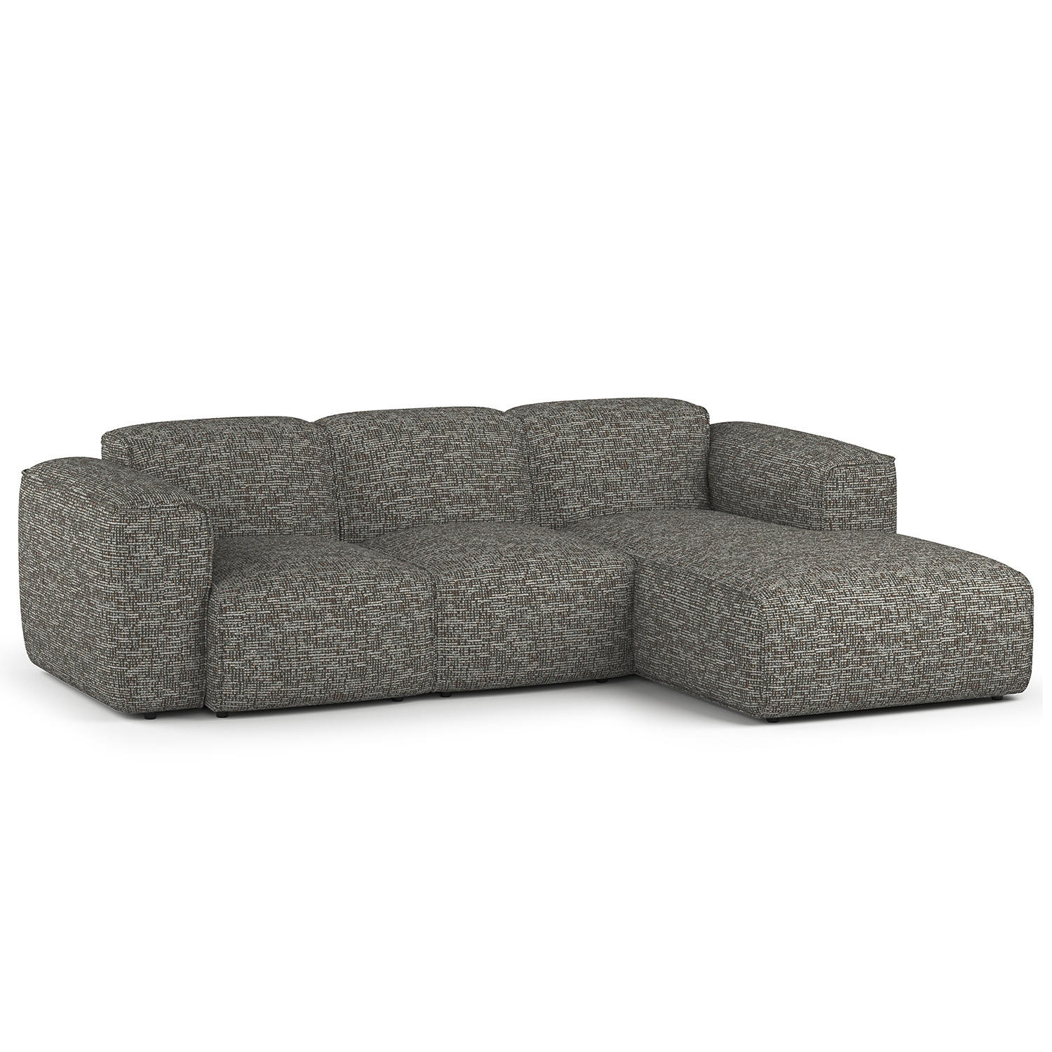 3-SITZER ECKSOFA mit Longchair - Schwarz/Grau, Kunststoff/Textil (251/173cm) - home24