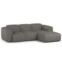 3-SITZER ECKSOFA mit Longchair - Schwarz/Grau, Kunststoff/Textil (251/173cm) - home24