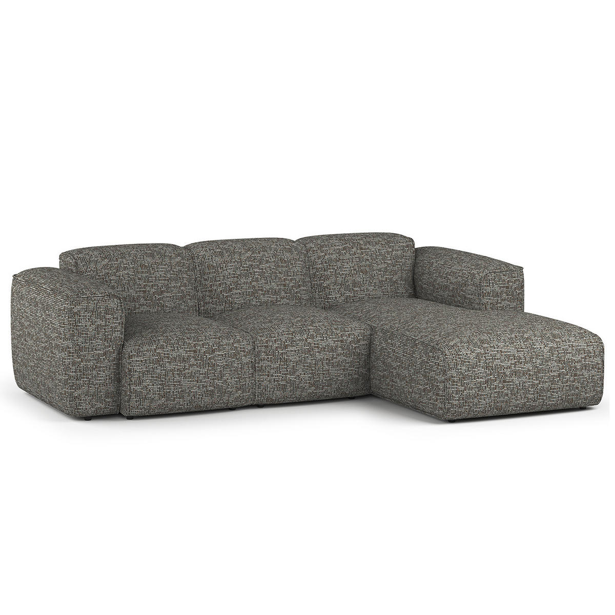 3-SITZER ECKSOFA mit Longchair - Schwarz/Grau, Kunststoff/Textil (251/173cm) - home24