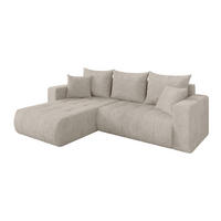 ROHOVÁ SEDAČKA s funkcí spaní, otoman vlevo MILA-L 277x194x86 krémová manšestr - černá/krémová, kompozitní dřevo/textil (277/194cm) - ALTDECOR