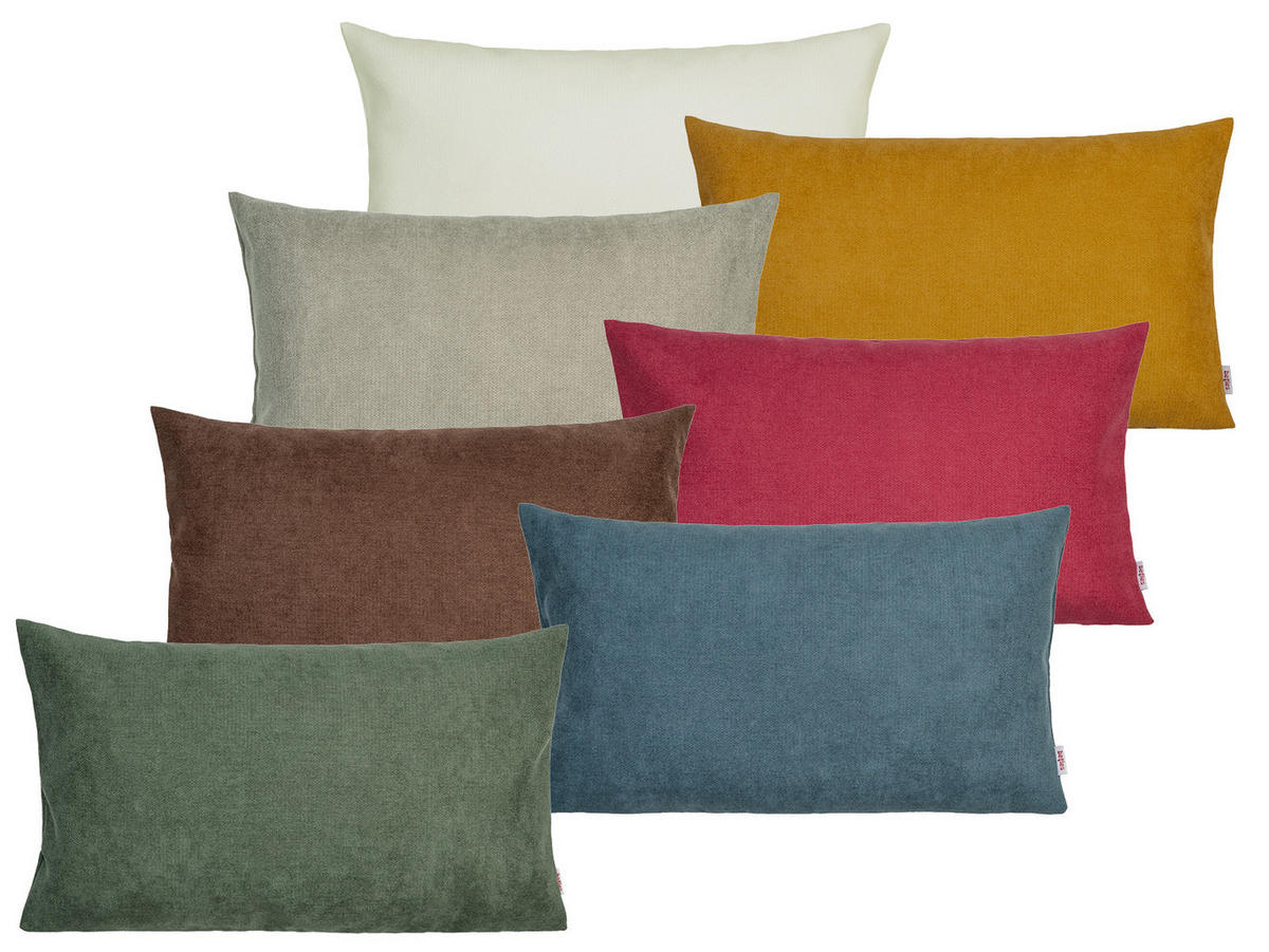KISSENHÜLLE FarbTon Chenille-Haptik oliven-grün 50/30 cm - Dunkelgrün, Textil (30/50cm) - beties Heimtextil