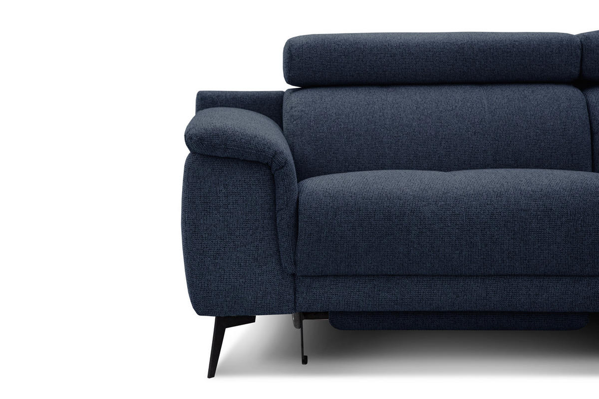ECKSOFA FIERO 5-Sitzer mit 1 Relaxfunktion, dunkelblau - Dunkelblau, Holzwerkstoff/Textil (290/228cm) - Courtois Laville